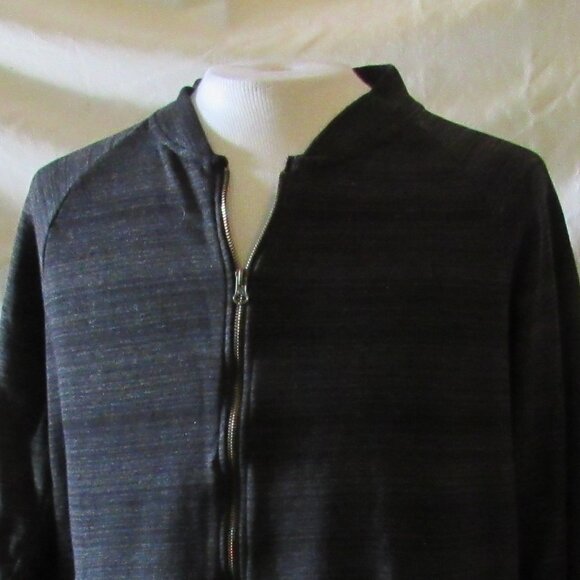 Knickerbocker Gray/Black Full Zip Sweater Fleece Interior Cotton/Poly Blend EUC - Picture 1 of 8